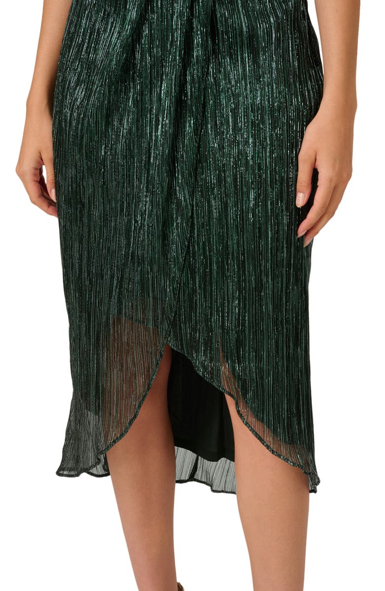 Adrianna Papell Metallic Plissé Cocktail Dress, Alternate, color, 