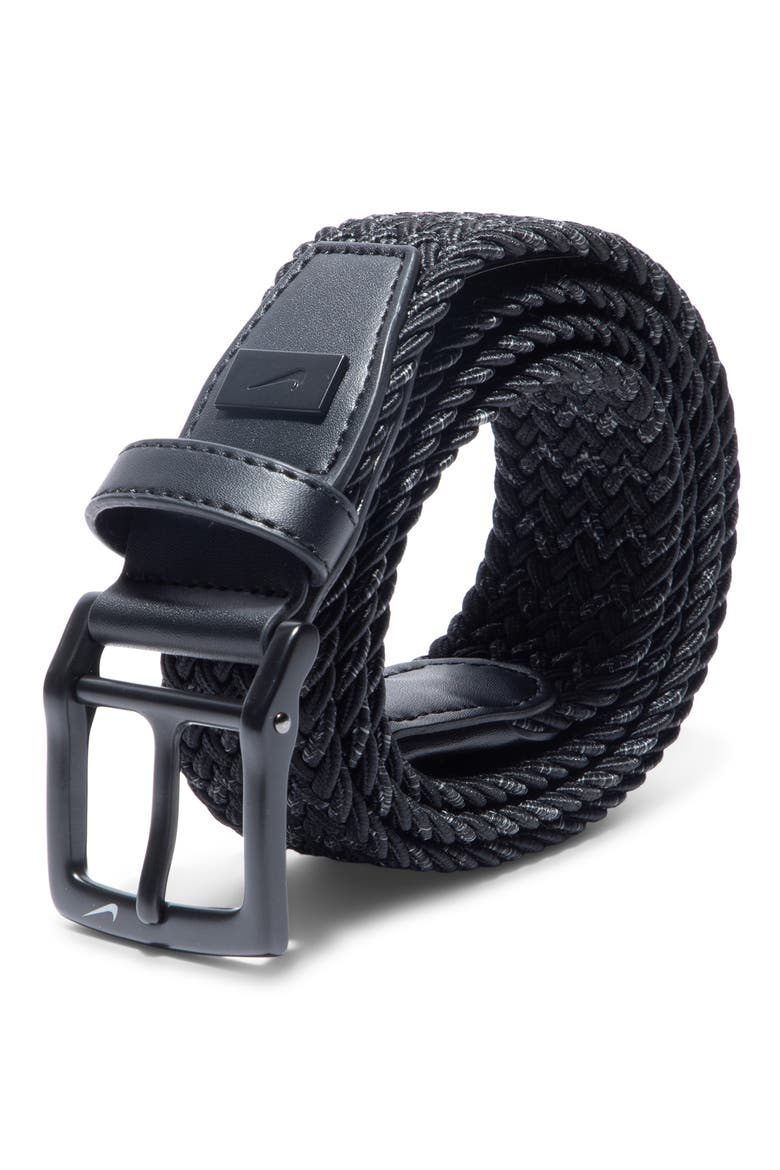 Woven Stretch Belt, Alternate, color, BLACK/DARK GREY HEATHERED