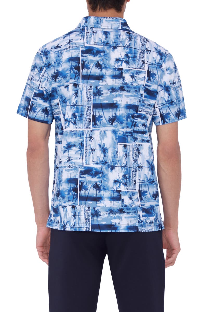 Bugatchi Hendrix Digital Tropical Print Pima Cotton Polo, Alternate, color, Classic Blue