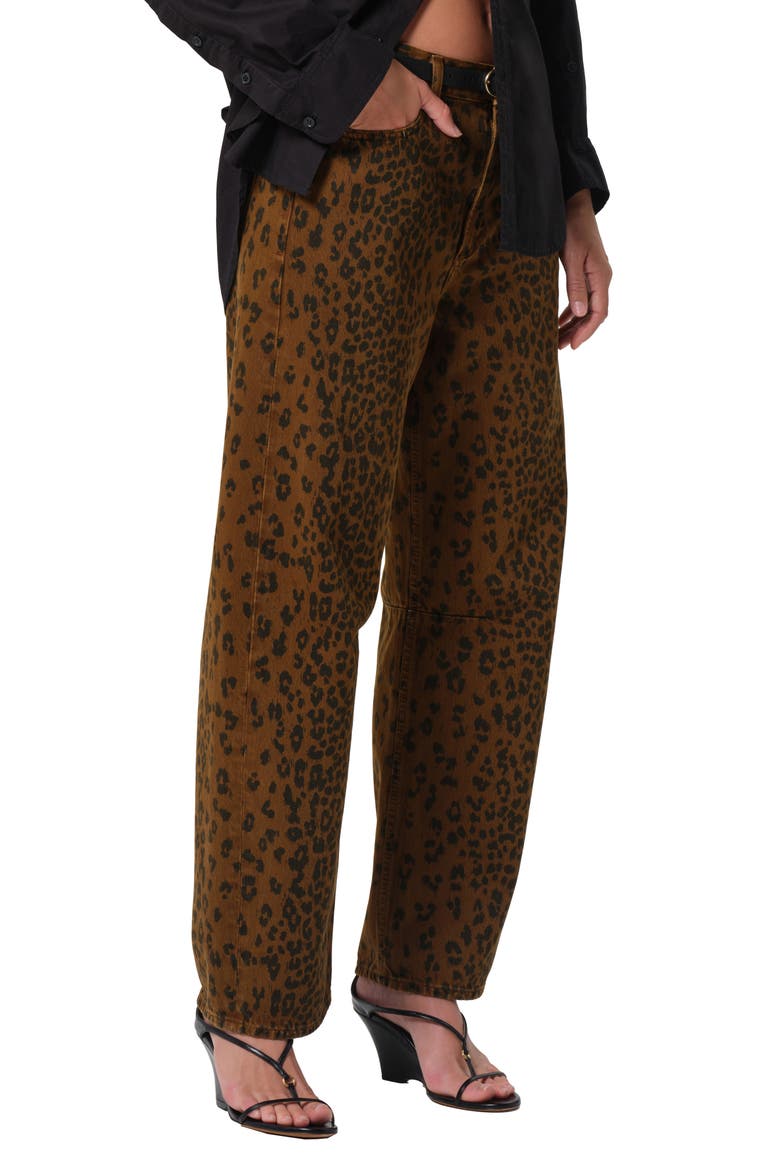 Miro High Waist Barrel Jeans, Main, color, SEPIA CHEETAH