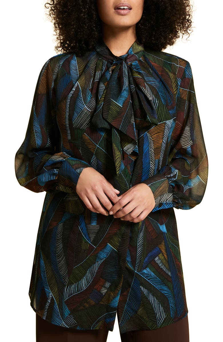 Marina Rinaldi Printed Chiffon Shirt, Main, color, 