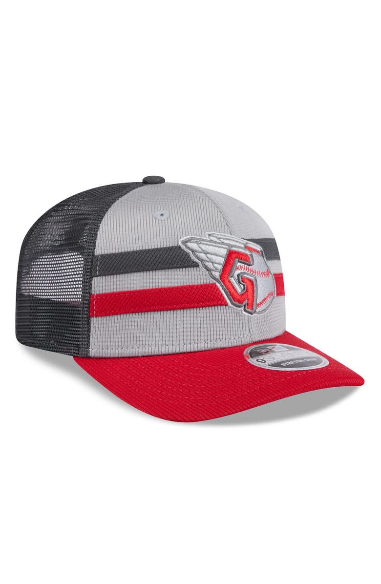 New Era Men's New Era  Gray/Red Cleveland Guardians 2025 Batting Practice 9SEVENTY Stretch-Snap Trucker Hat, Alternate, color, 