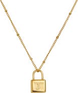 SAVVY CIE JEWELS Initial Lock Pendant Necklace
