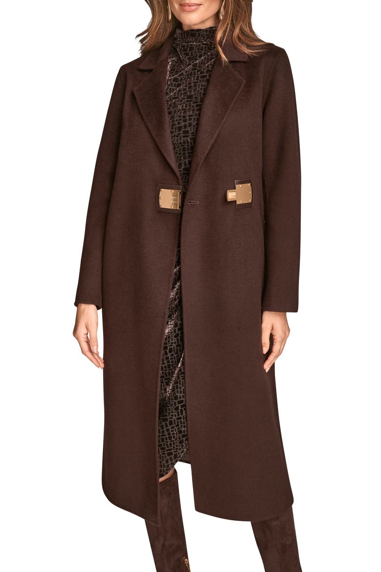 Wool Blend Buckle Coat, Alternate, color, CHOCOLATE