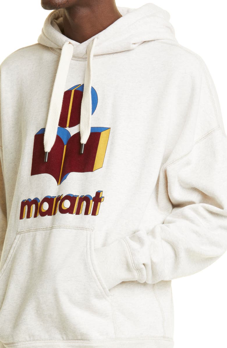 Isabel Marant Oversized Organic Cotton Blend Logo Graphic Hoodie, Alternate, color,