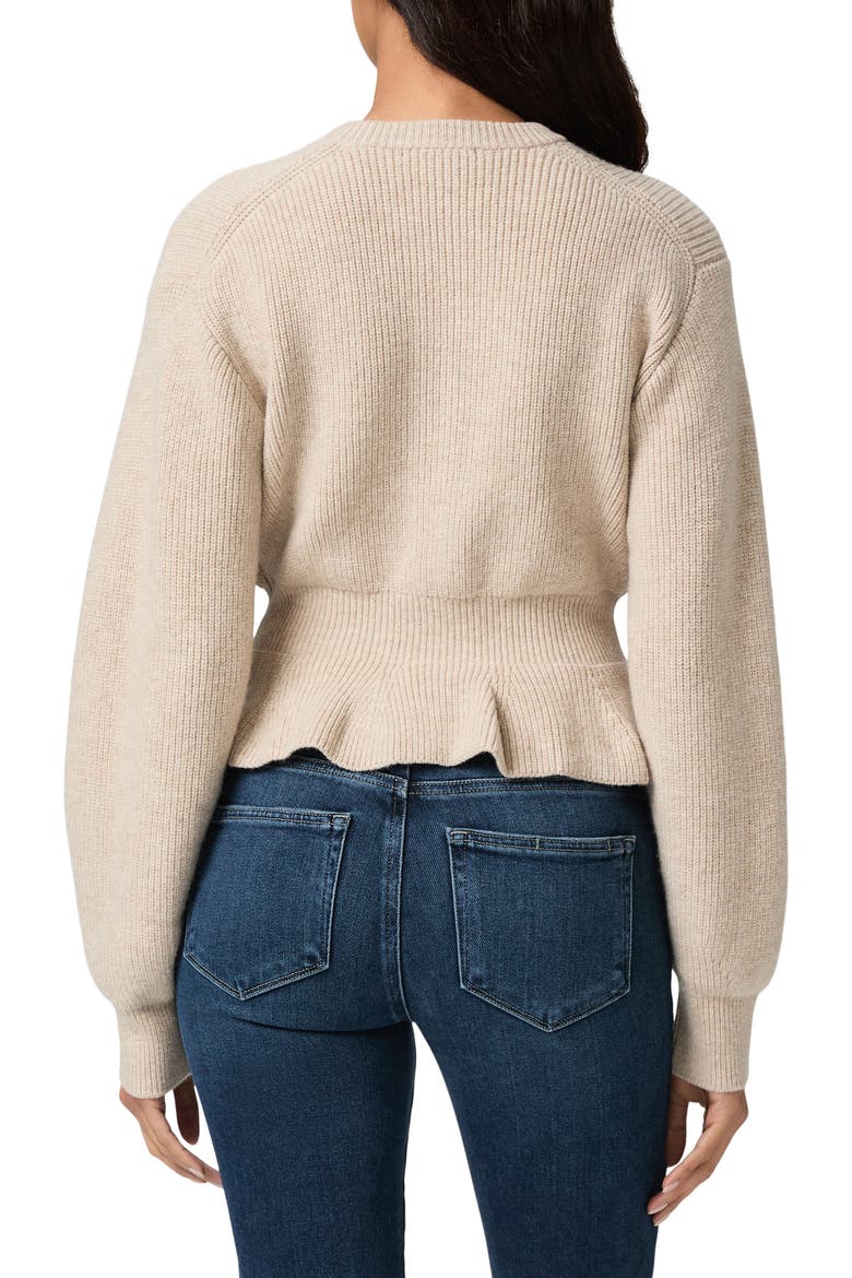 Roslin Wool Blend Peplum Cardigan, Alternate, color, TOFFEE