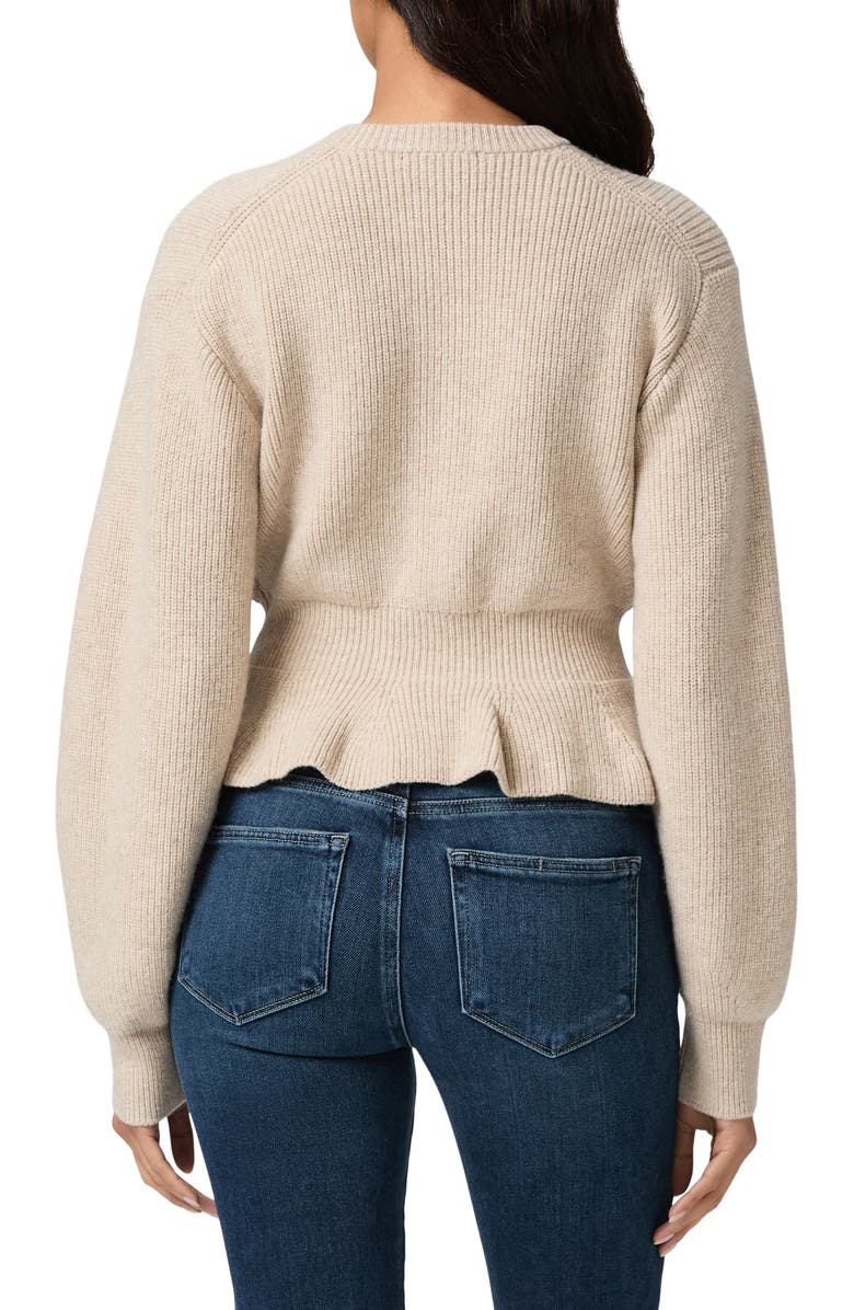 PAIGE Roslin Wool Blend Peplum Cardigan, Alternate, color, Toffee