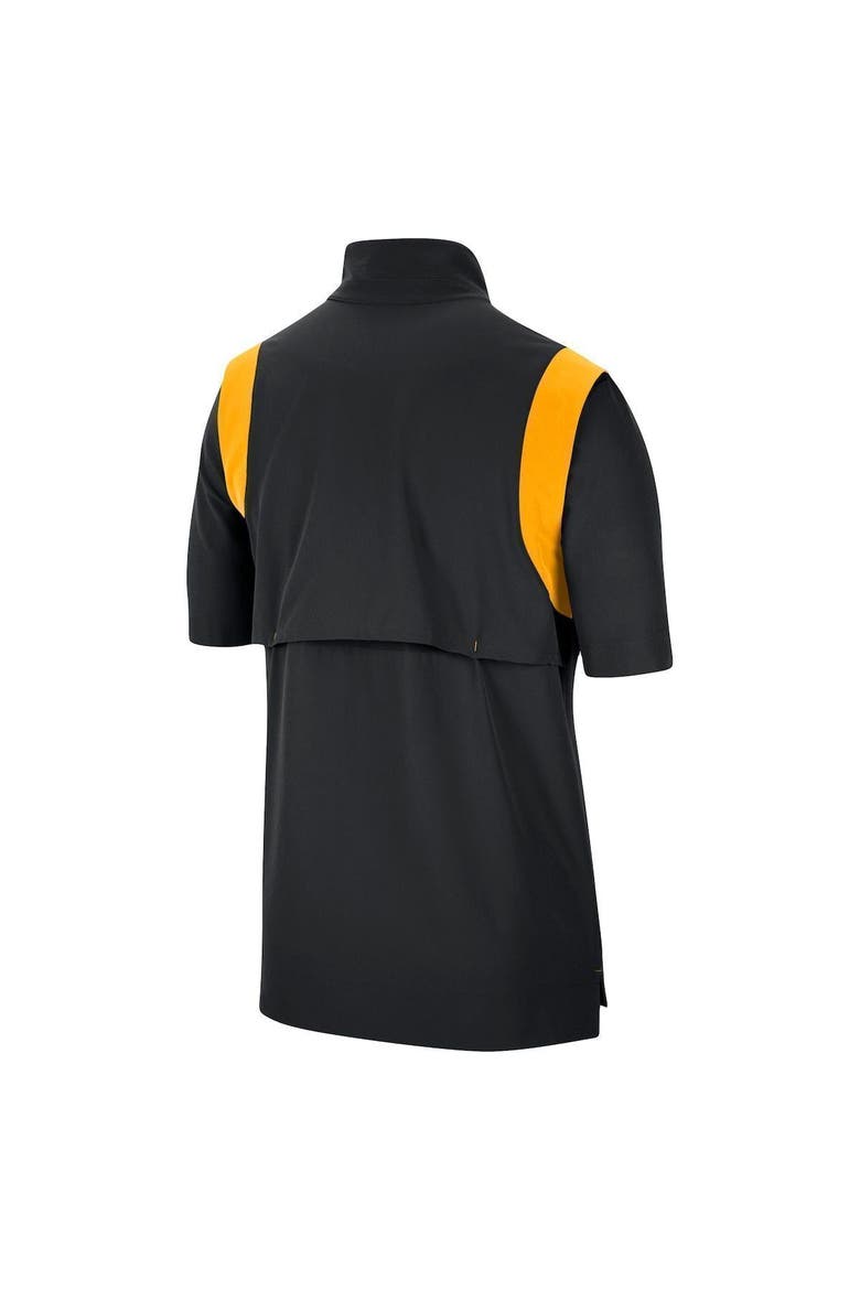 Men's Nike Black Iowa Hawkeyes Coach Short Sleeve Quarter-Zip Jacket, Alternate, color, Black