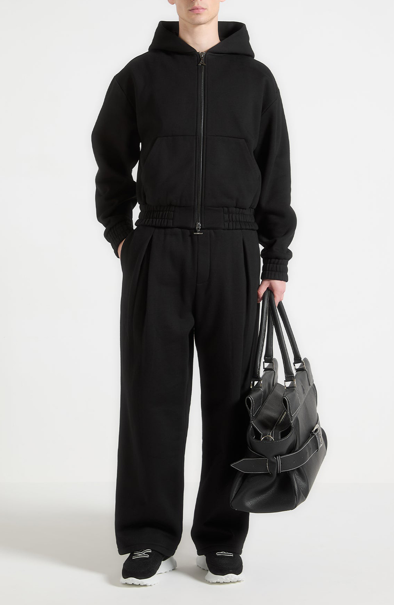 Manière De Voir Cyril Box Pleated Relaxed Jogger, Alternate, color, Black