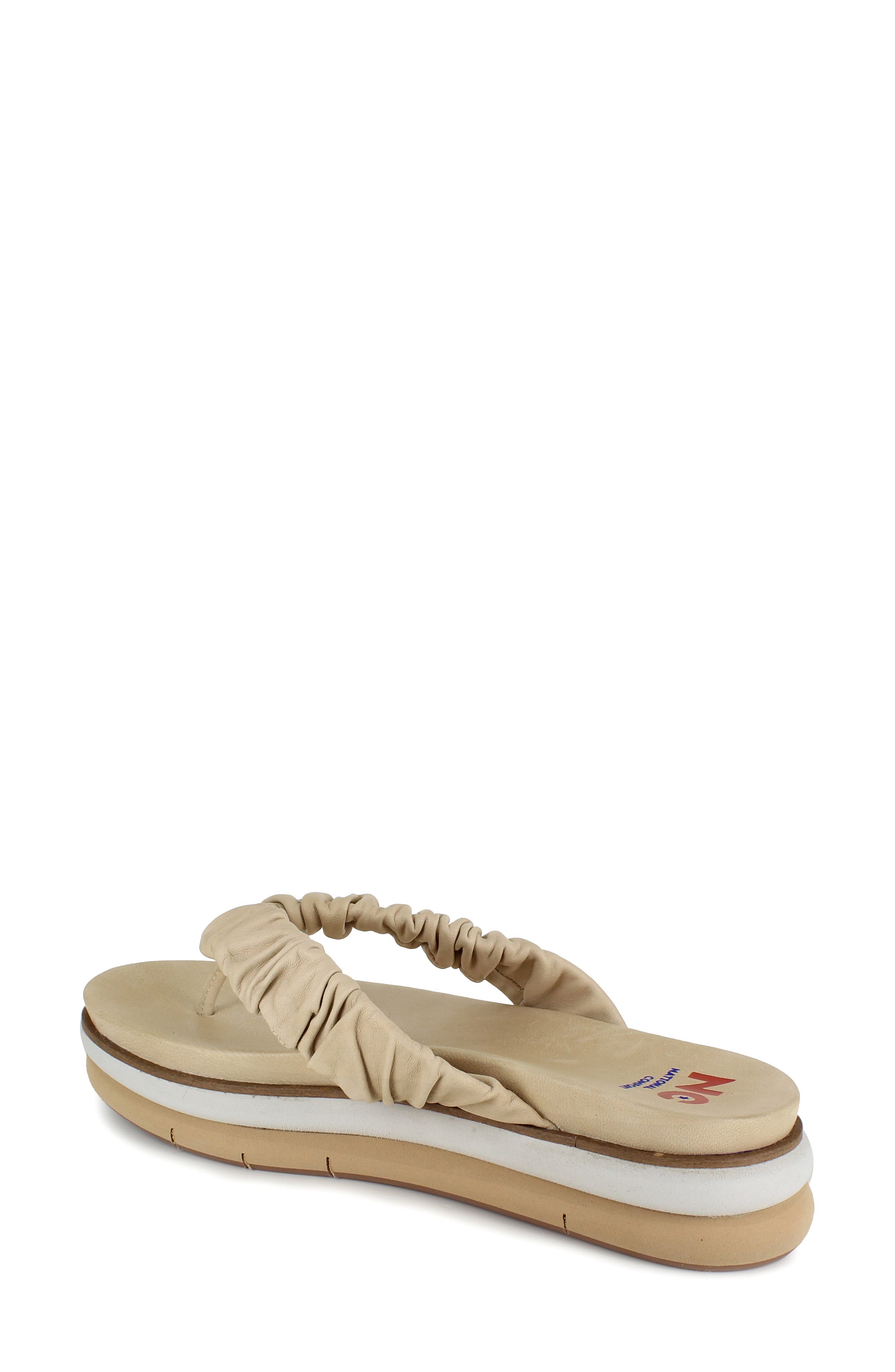 Kahlen Scrunched Platform Flip Flop, Alternate, color, TAN LEATHER