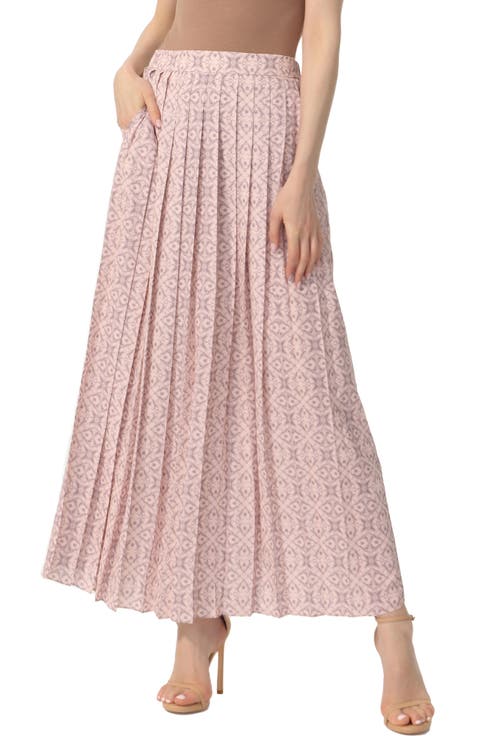 Women's Print Box Pleat Maxi Skirt