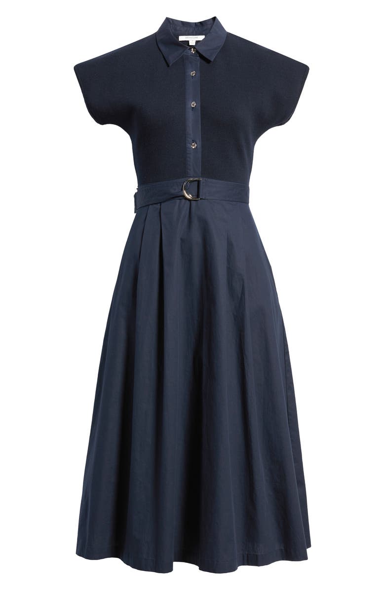 ZOE AND CLAIRE Mixed Media Shirtdress, Main, color, Navy