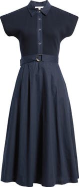 ZOE AND CLAIRE Mixed Media Shirtdress