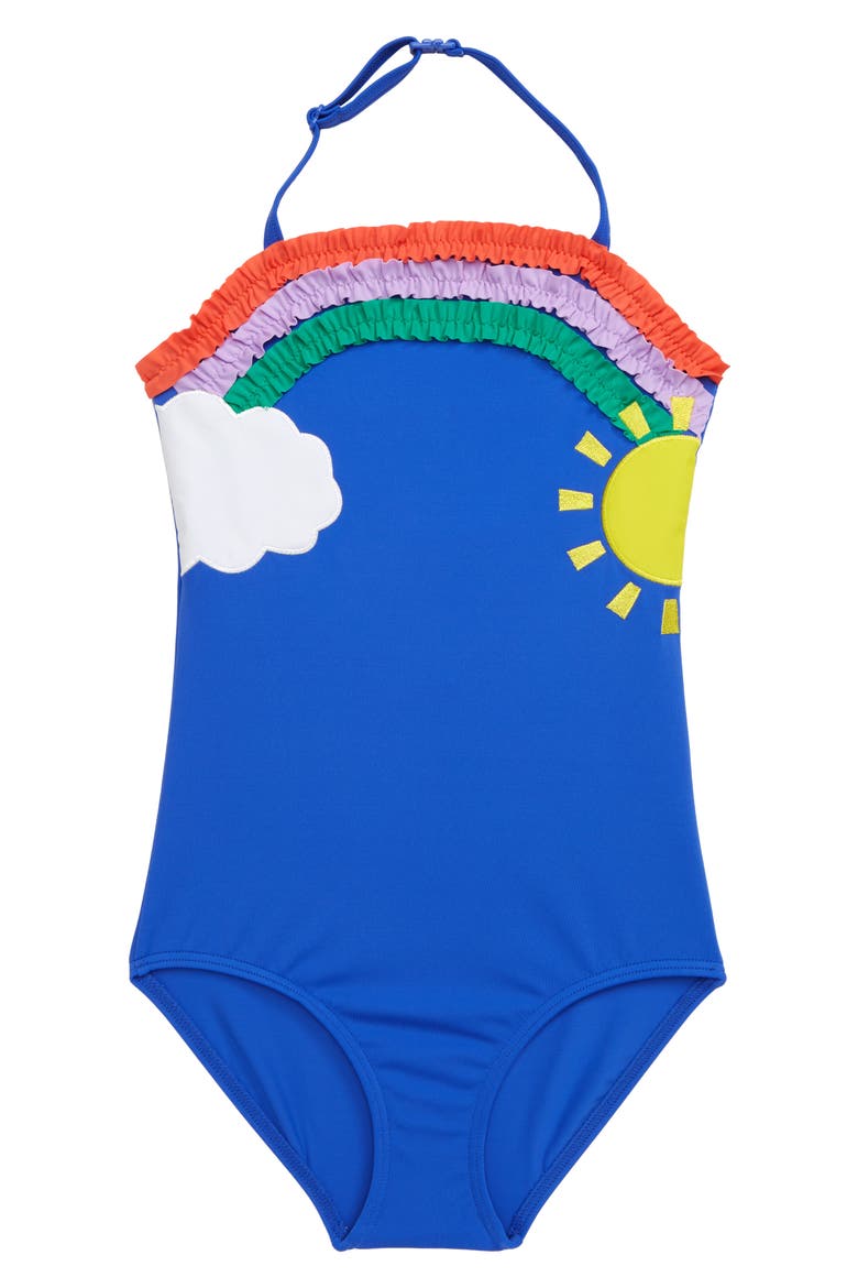 Appliqué One-Piece Swimsuit, Main, color, NAV DEEP SEA BLUE RAINBOW