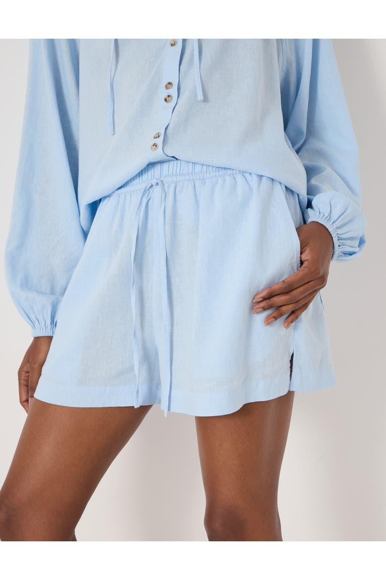 Ernie Gathered Linen Beach Short, Main, color, Pale Blue