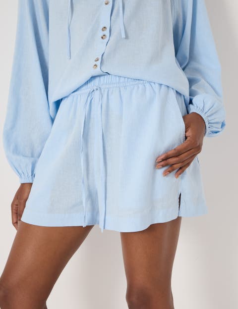 Ernie Gathered Linen Beach Short