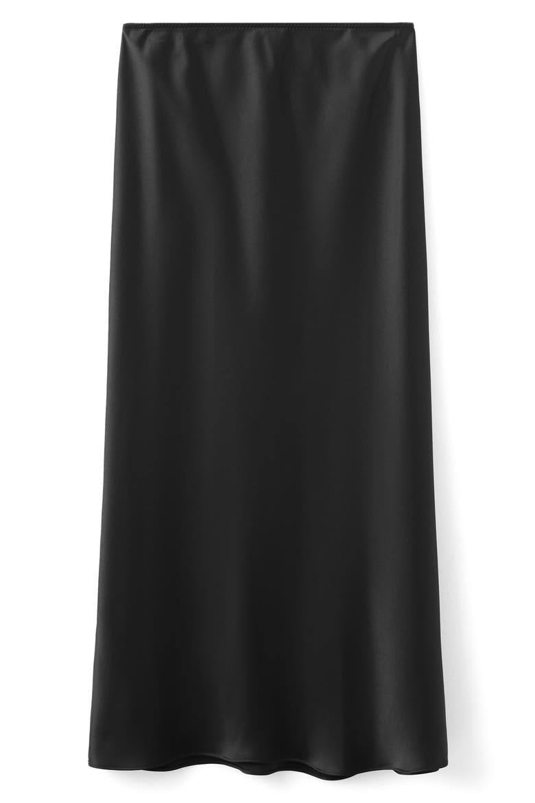 Satin Midi Skirt, Alternate, color, BLACK