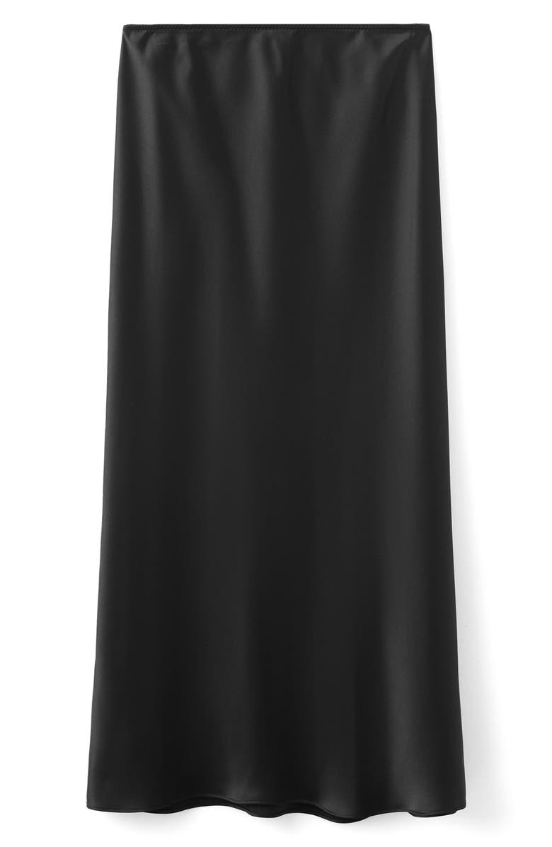 MANGO Satin Midi Skirt, Alternate, color, Black
