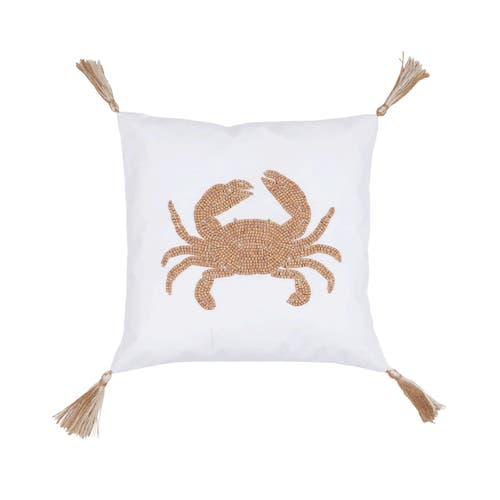 C & F Home C&f Home Crab Handmade Wood Beaded Throw Pillow In Brown