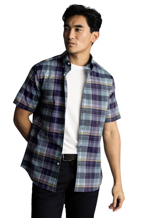 Non-Iron Stretch Poplin Slub Short Sleeve Shirt