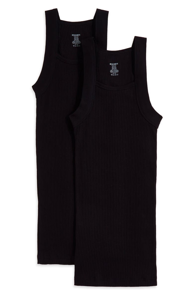 2(x)ist 2-Pack Square Cut Tank Top, Alternate, color, Black New Logo