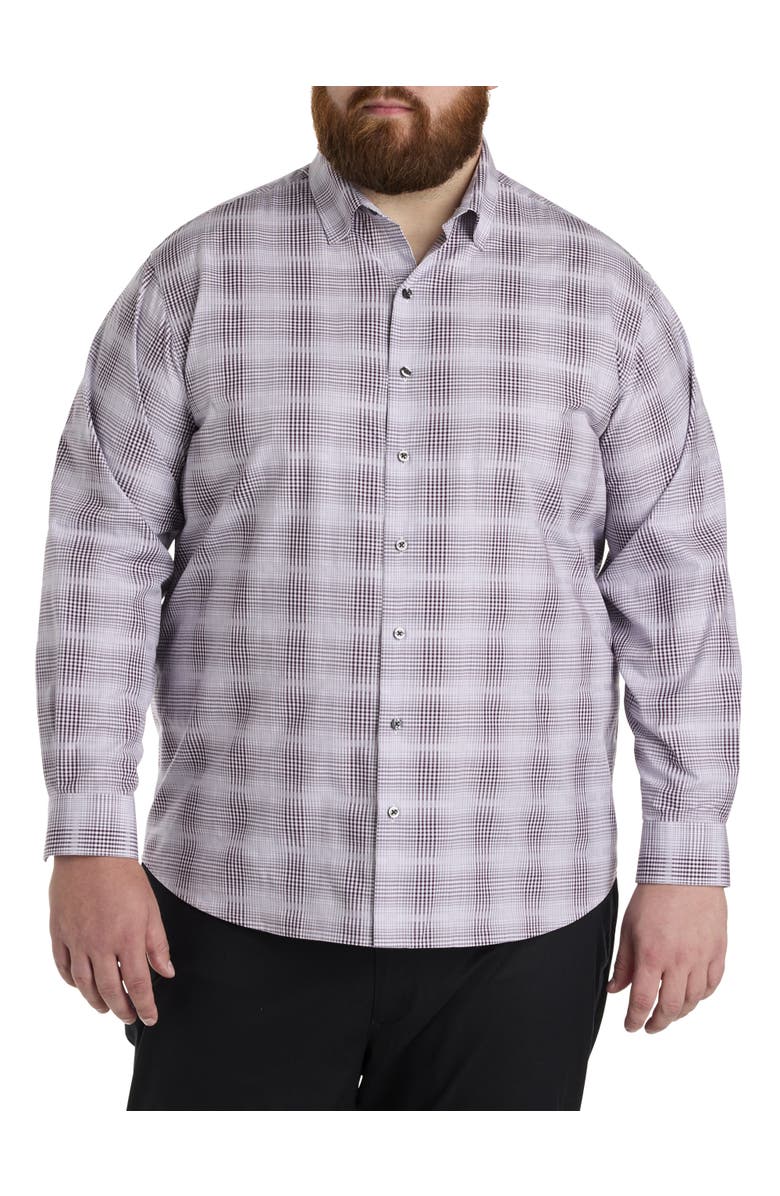 Synrgy by DXL Big & Tall Large Plaid Sport Shirt, Alternate, color, Purple
