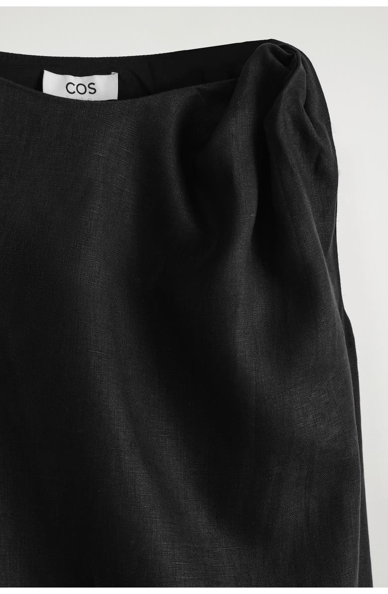 COS Twist-Detail Linen Mini Dress, Alternate, color, Black