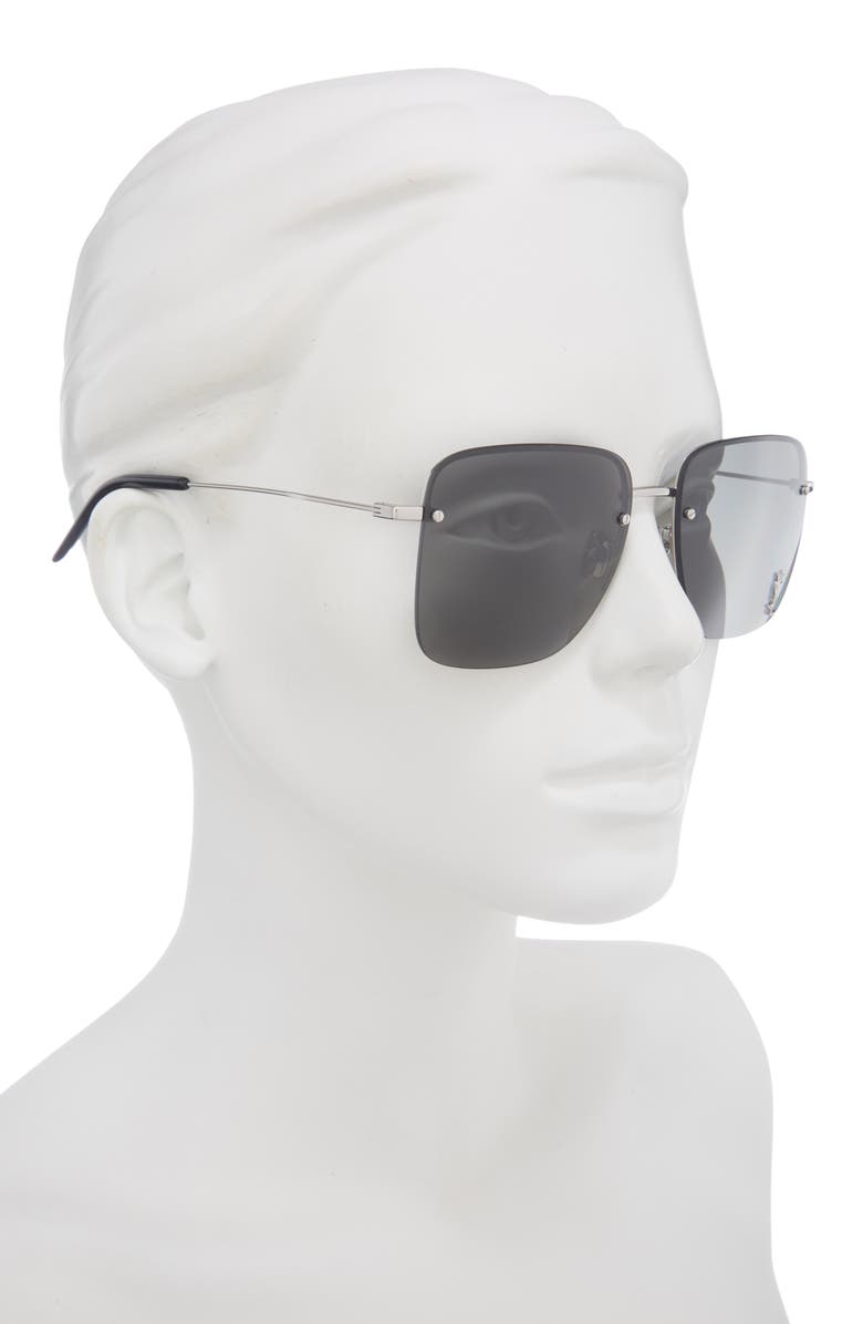 Saint Laurent <p>Square Sunglasses</p>, Alternate, color, Silver Silver Grey