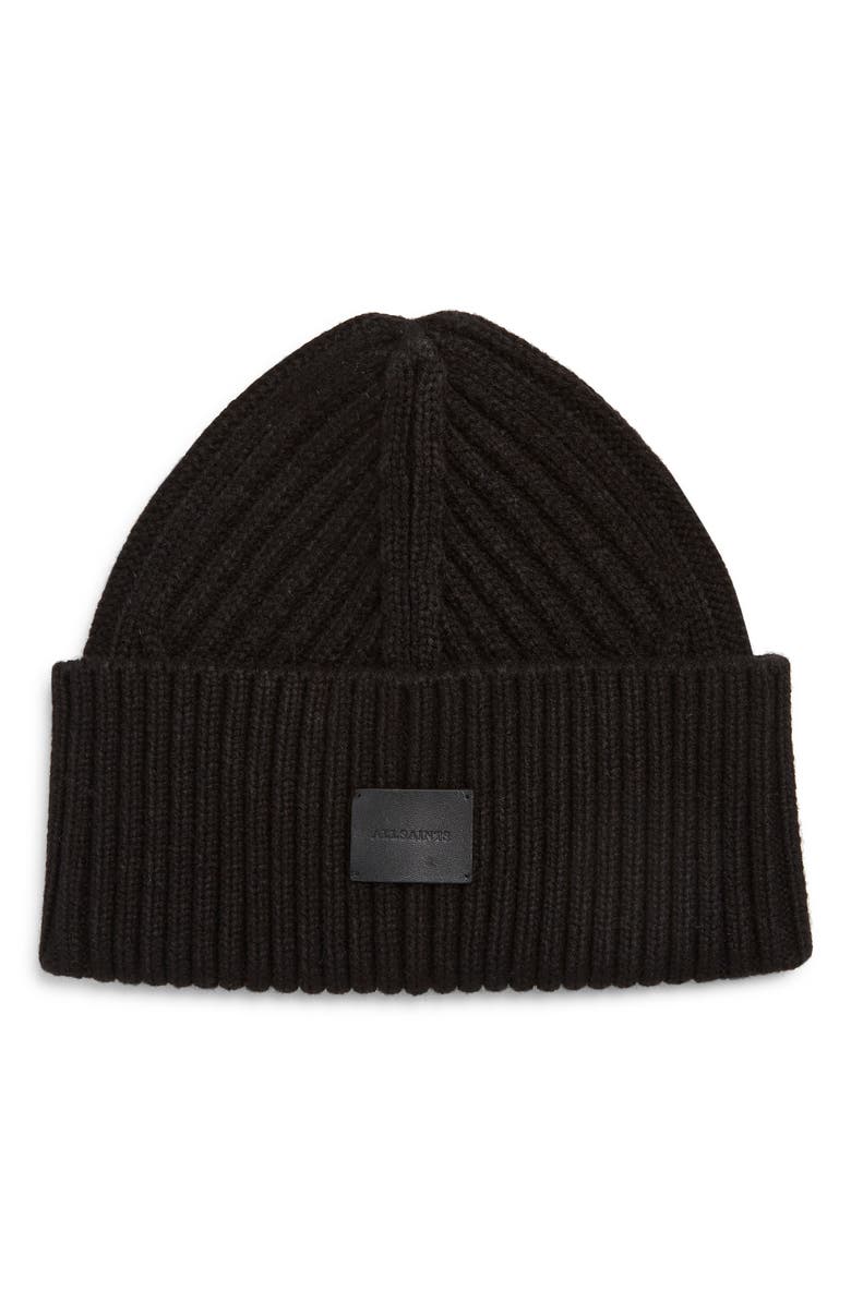 AllSaints Travelling Rib Cuff Beanie, Main, color,