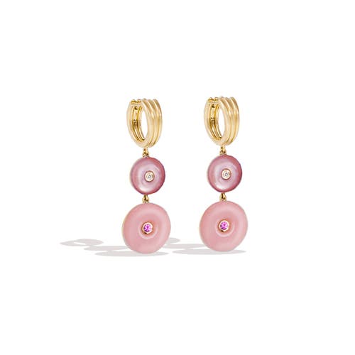 Campbell + Charlotte Evolve Stone Inlay Chandelier Earring In Pink