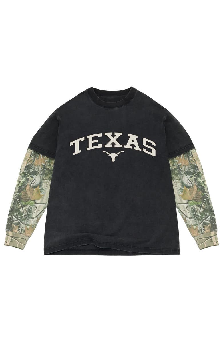 Uscape Apparel Men's Uscape Apparel  Black/Camo Texas Longhorns Back Bay Twofer Heavyweight Long Sleeve T-Shirt, Main, color, Black