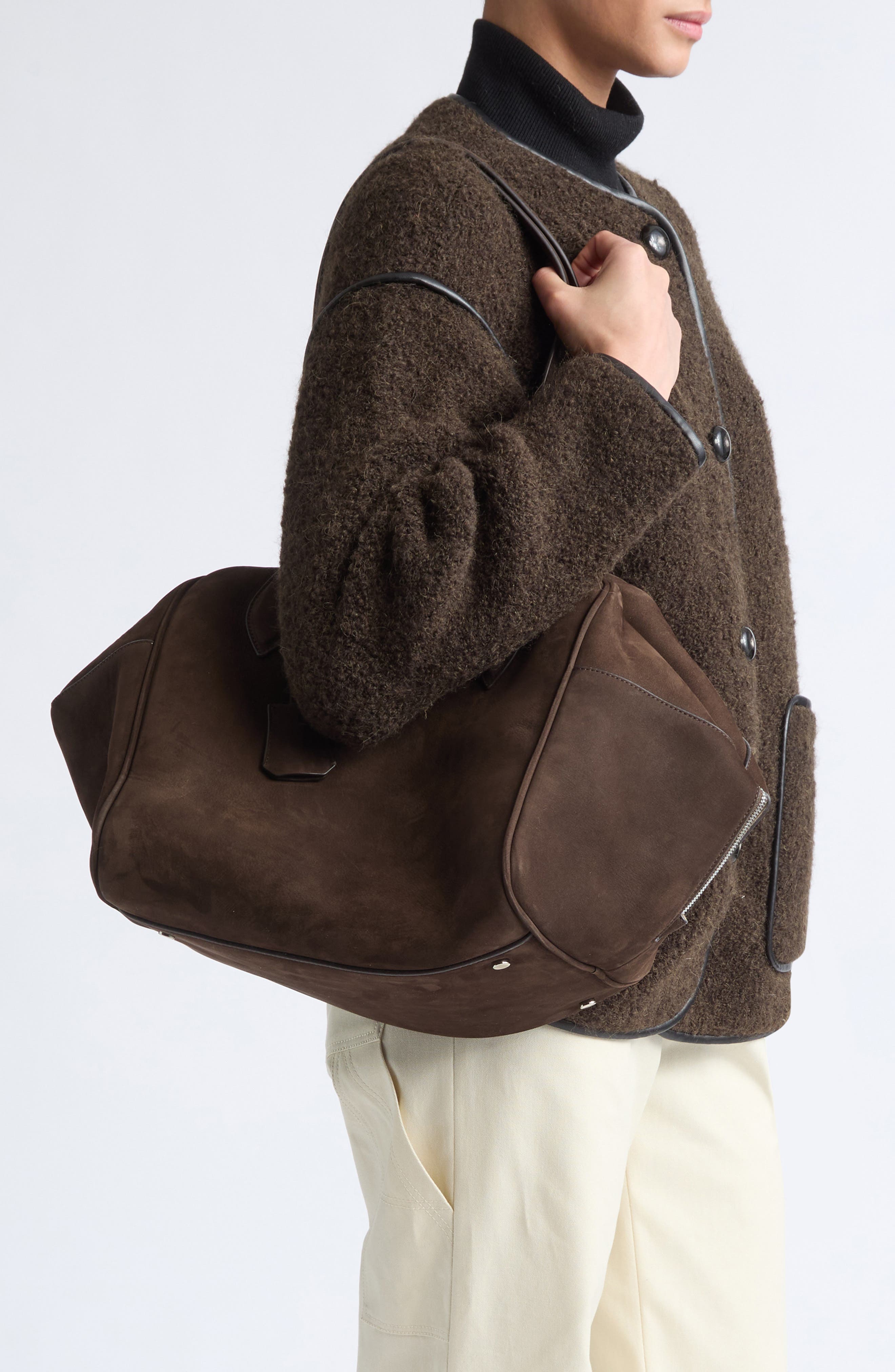 Maxi Cubetto Shoulder Bag, Alternate, color, TESTA DI MORO