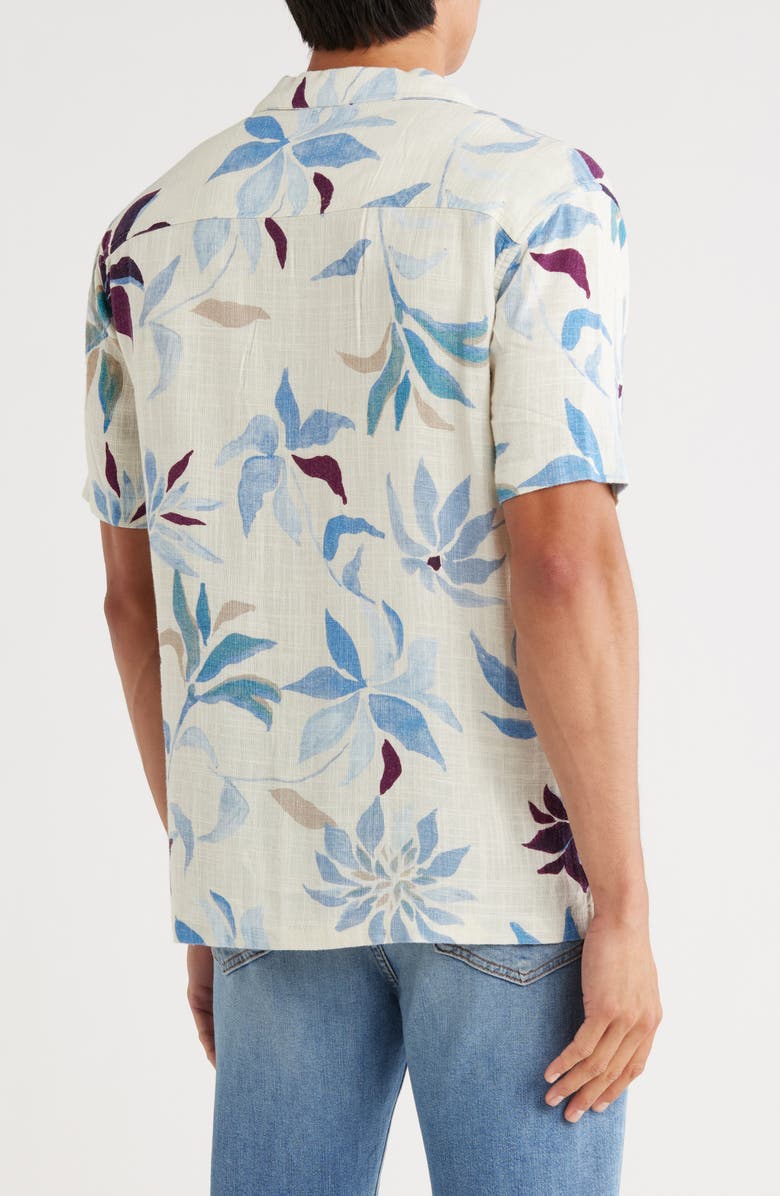 FOR THE REPUBLIC Print Camp Shirt, Alternate, color, Leafy Watercolor Print