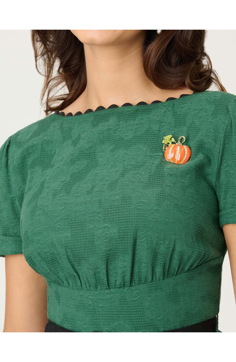 Unique Vintage Boatneck Ricrac Swing Dress, Alternate, color, Emerald