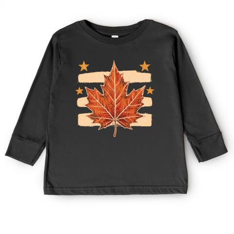 Fall Leaf Stripes Toddler Long Sleeve Graphic Tee