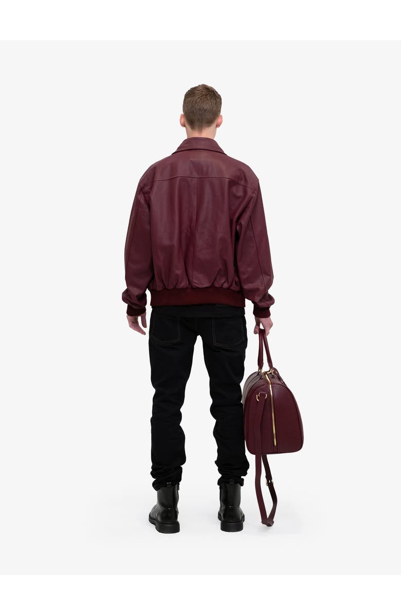 PLACE OF ELMS RED DIAMOND LEATHER BOMBER, Alternate, color, 