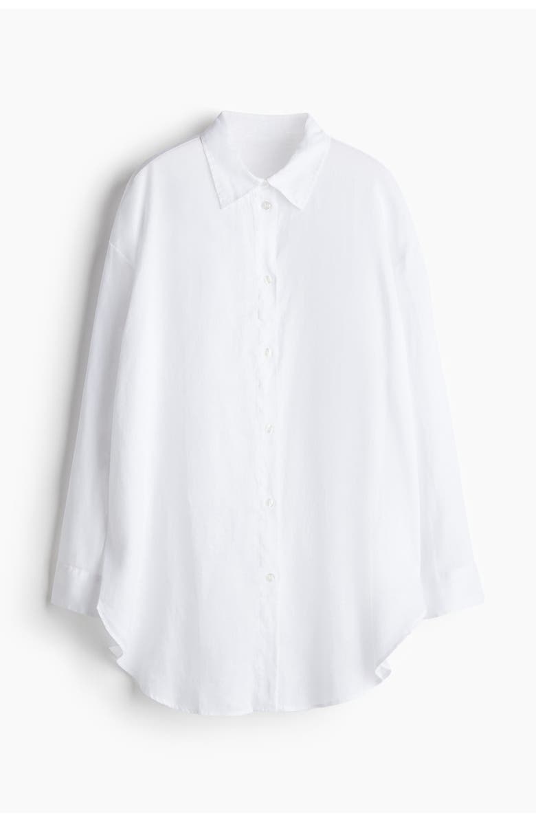 H&M Linen Beach Shirt, Main, color, White
