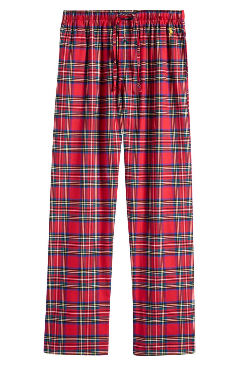 Polo Ralph Lauren Yarn Dyed Plaid Flannel Pajama Pants, Alternate, color, Red Plaid
