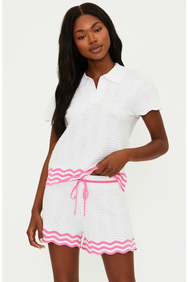 Vera Short Sleeve Cover-Up Top, Alternate, color, STRAWBERRY/ WHITE