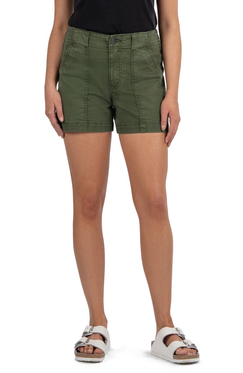KUT from the Kloth Jane High Waist Denim Shorts, Main, color, Olive