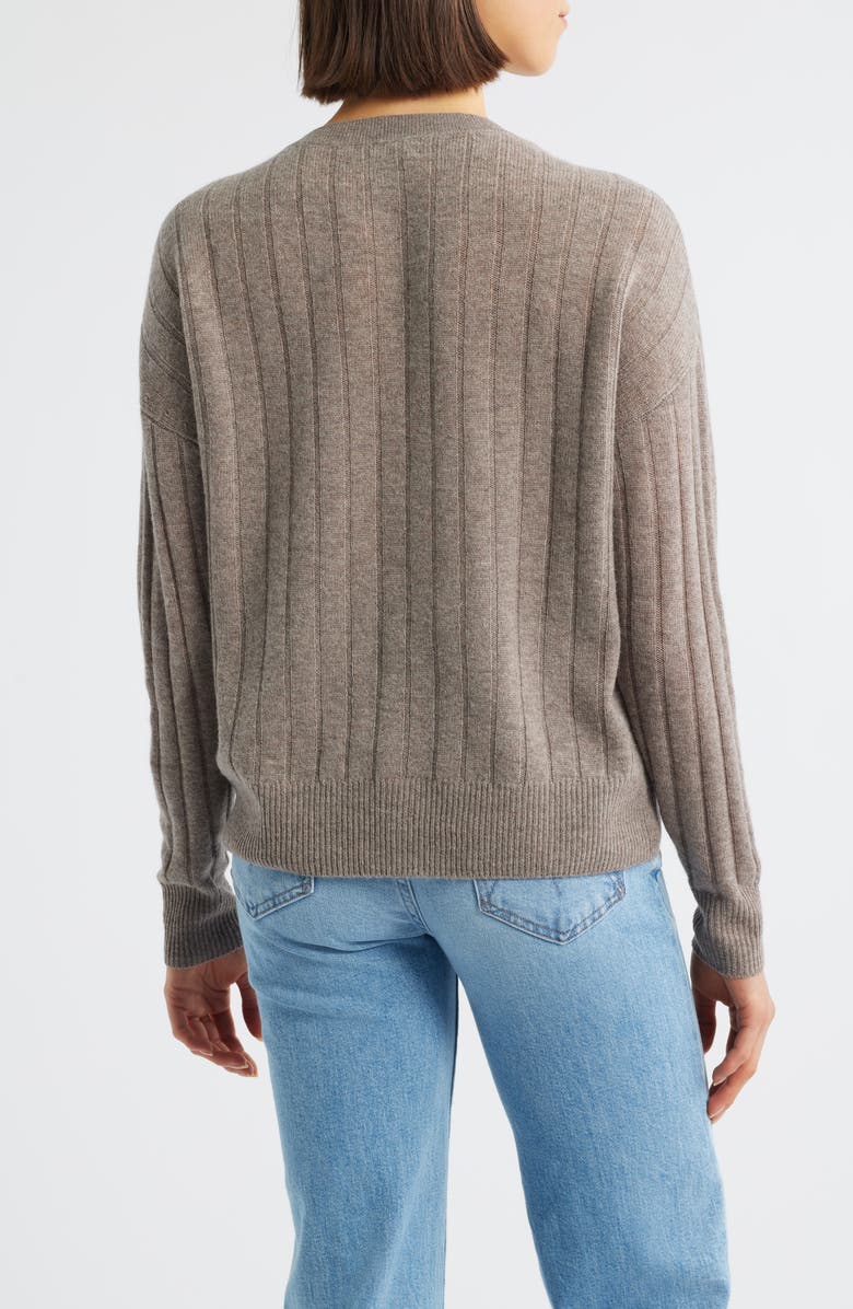 Griffen Cable Wool & Cashmere V-Neck Sweater, Alternate, color, Mink