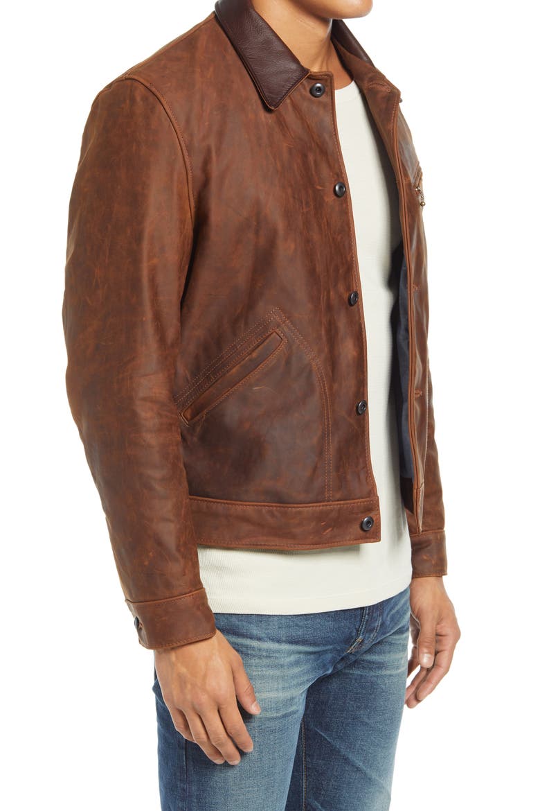 Leather Mechanics Jacket, Alternate, color, BROWN