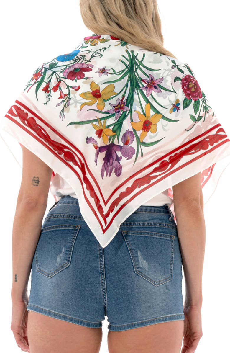 MARCUS ADLER Floral Satin Square Scarf, Alternate, color, Red