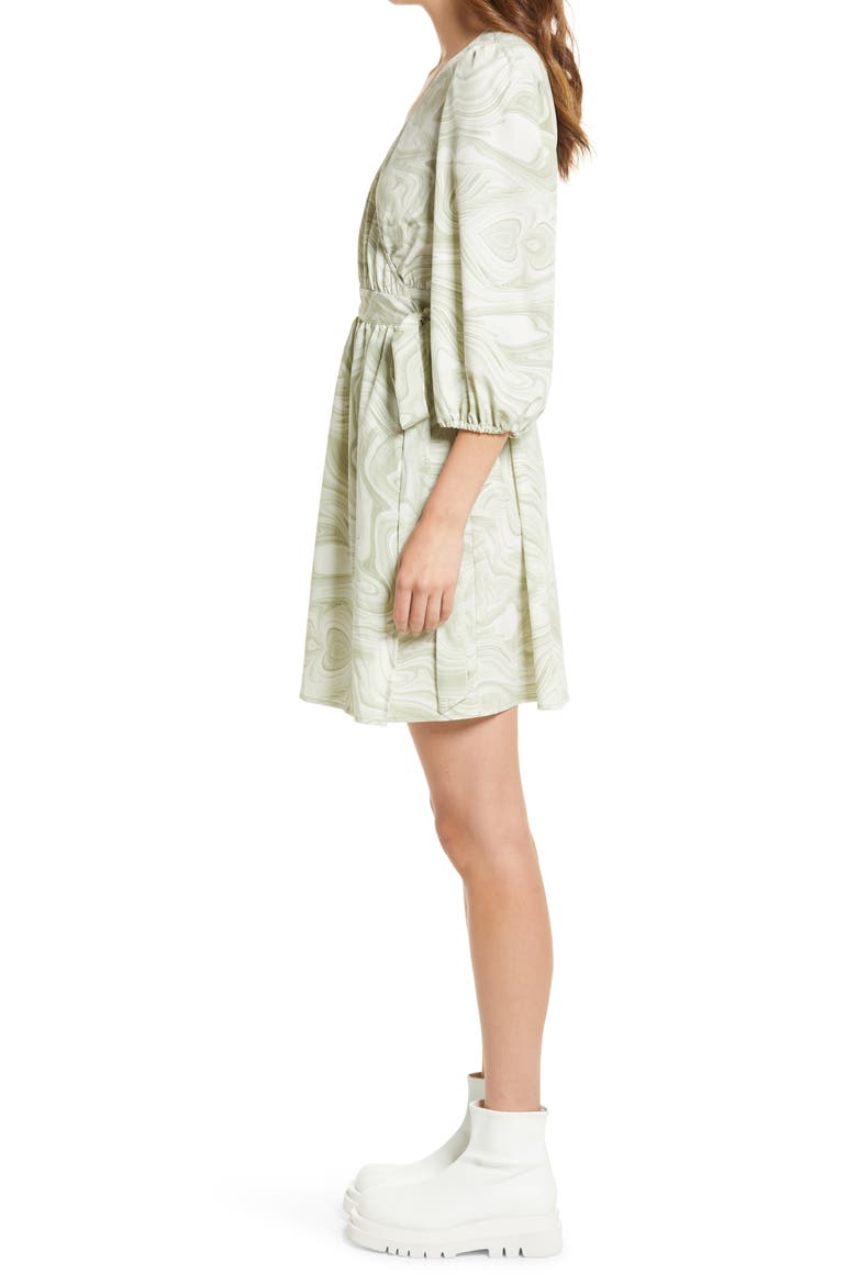 Juno Marbleized Wrap Front Dress, Alternate, color, SNOW WHITE AOP