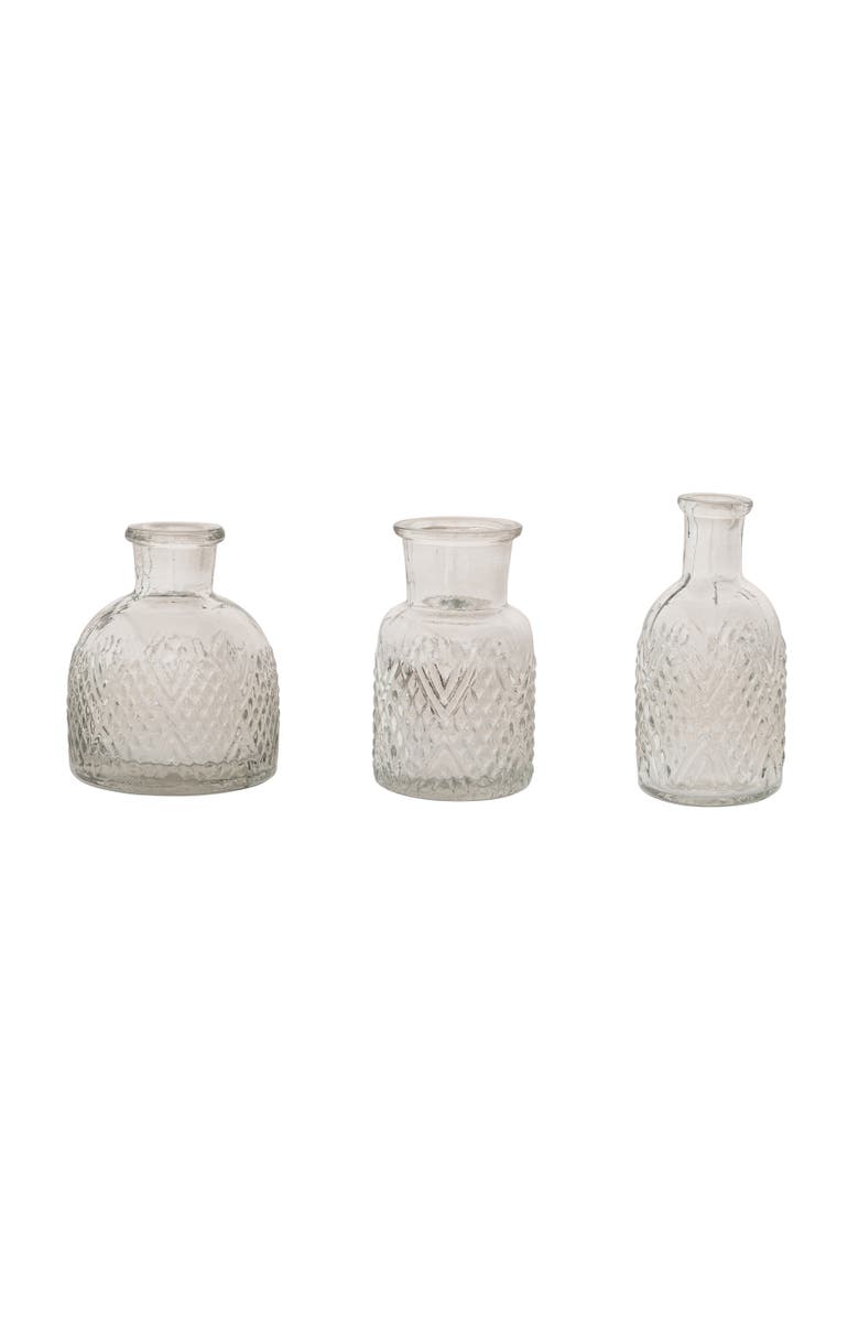 Storied Home Pressed Glass Vase Set, Main, color, Clear