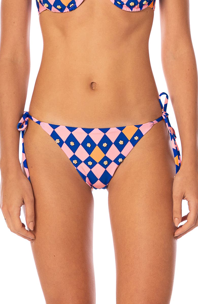 Maaji Like a Diamond Sunning Reversible Bikini Bottoms, Main, color, Pink Overflow