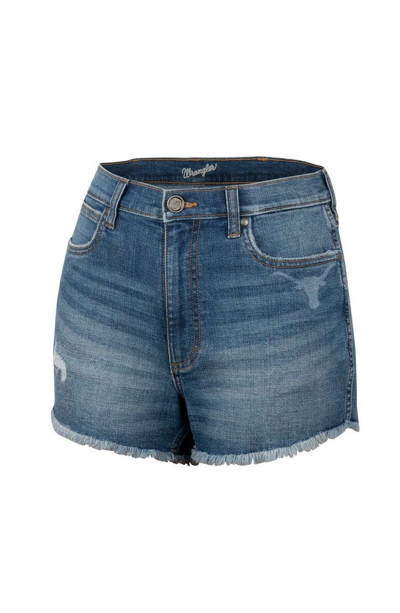 COLOSSEUM X WRANGLER Women's Colosseum x Wrangler Blue Texas Longhorns Retro High Rise Cut-Off Shorts, Alternate, color, Blue