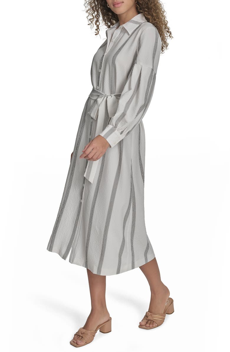 Calvin Klein Stripe Long Sleeve Gauze Shirtdress, Alternate, color, 