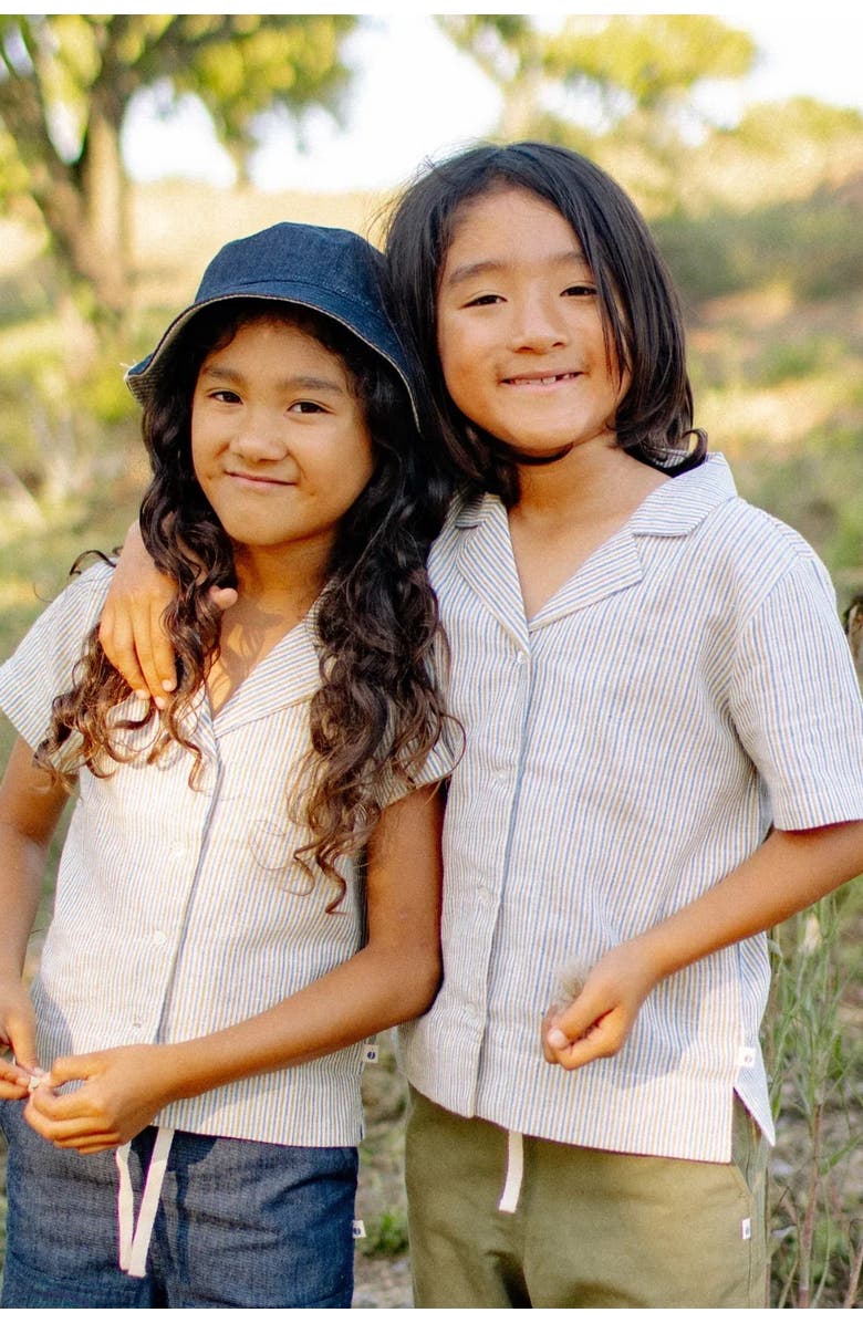 Jackalo Kids' Cotton & Linen Blend Dylan Camp Shirt, Alternate, color, Olive