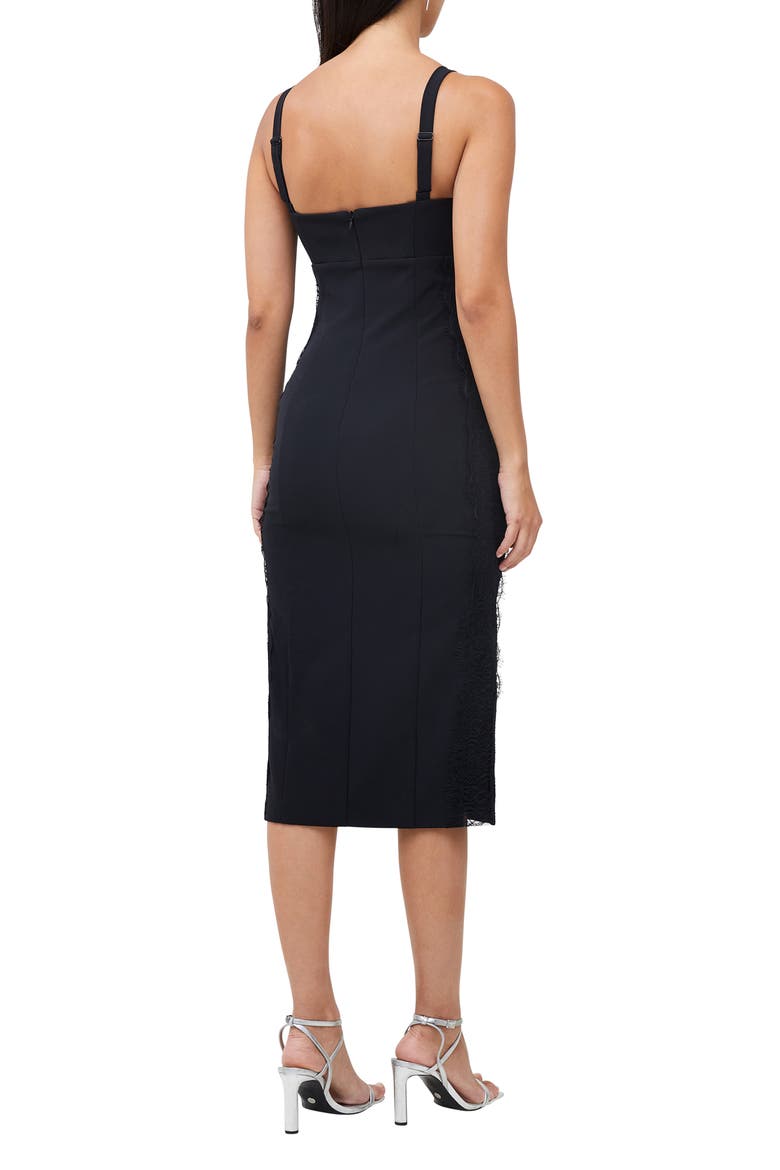 Echo Lace Trim Crepe Cocktail Sheath Dress, Alternate, color, 01-BLACKOUT